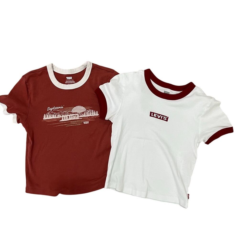 Levi's Cropped Baby Tee Ringer T-Shirt Set Graphic Tops Size‎ XS